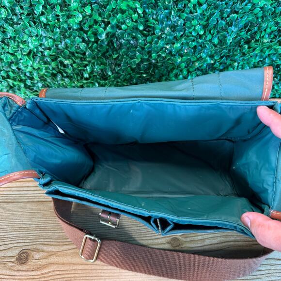 Vintage Polo Ralph Lauren Side Bag Camera Satchel Green Vegan Leather - Picture 6 of 14
